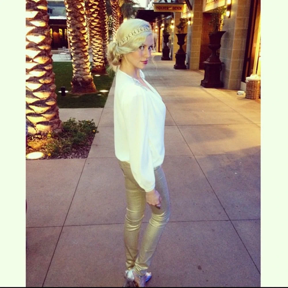 Belatrix Embellished Beaded Shoulder Gatsby Flapper Sequin Blouse White Silver S - Picture 2 of 9